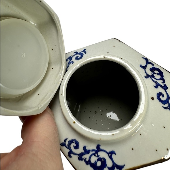 Vintage The Toscany Collection Japan Loose Tea Jar Holder Hexagon Asian Floral - Picture 6 of 10